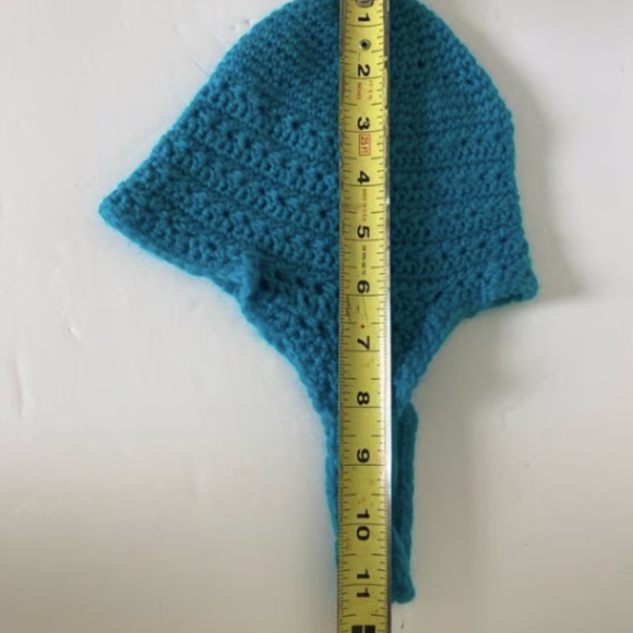 Vintage handmade knit hat/ear warmer hat with ties, Lot of 2 - Picture 8 of 15